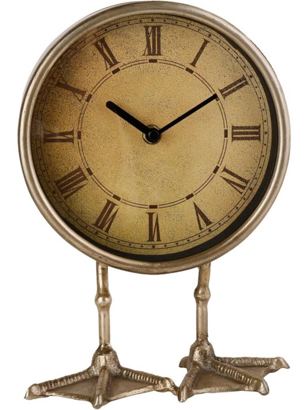 Vintage Gold Duck Paw Table Clock - Silent Battery Operated Rustic Home Decor